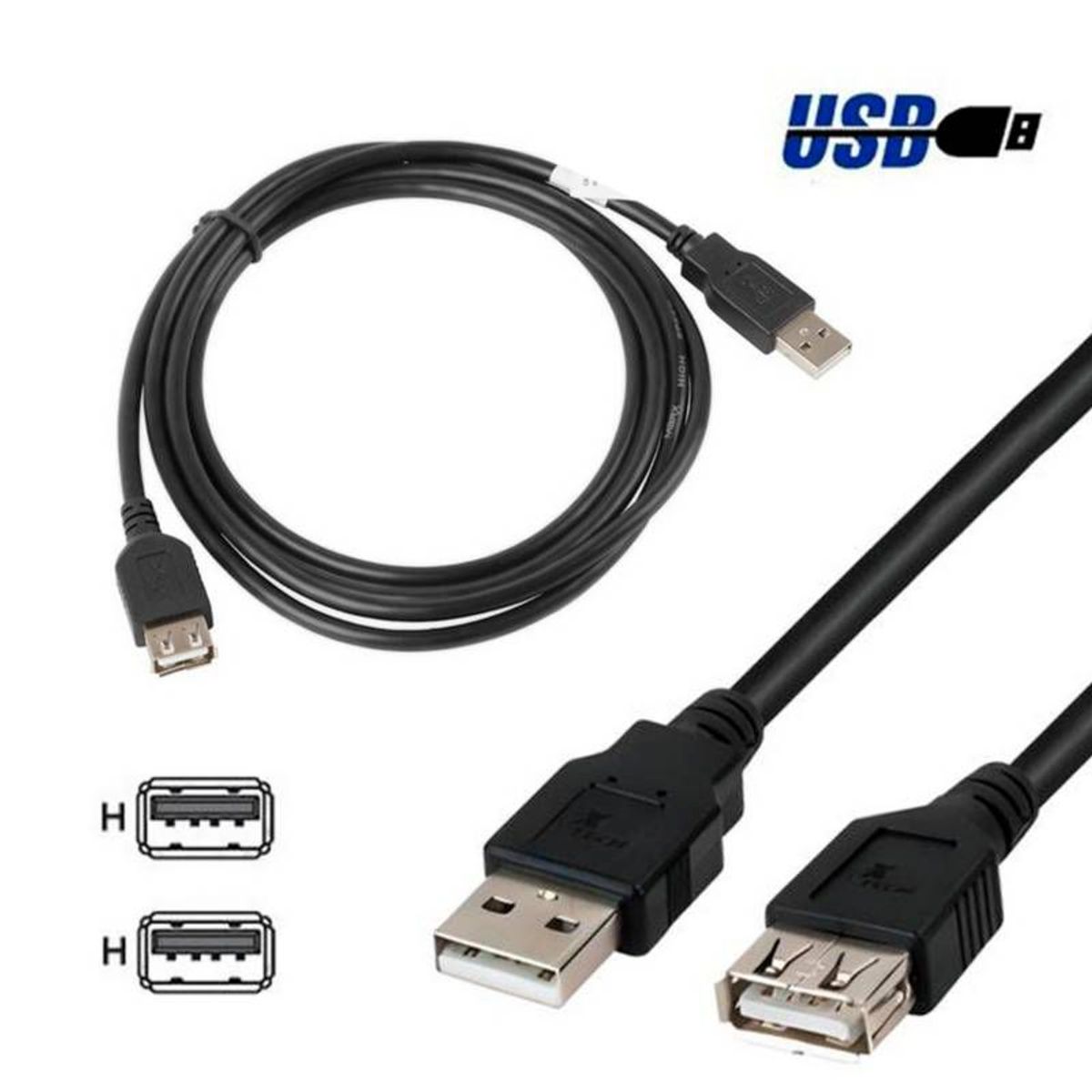 GENERICO - Cable USB 2.0 Macho / Hembra 1.5 Metro