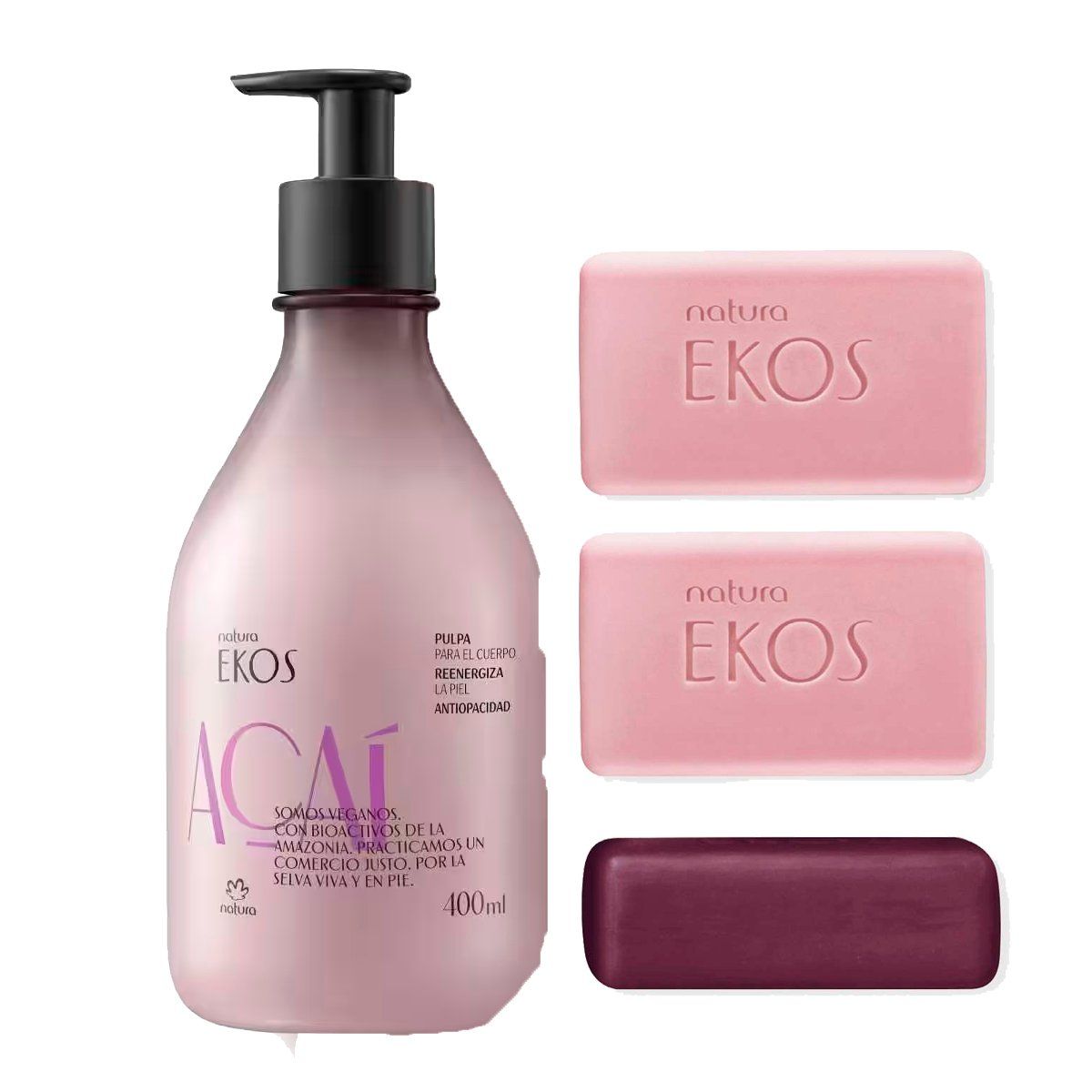 NATURA - Ekos Asai Pulpa hidratante corporal con Jabones en Barra x3