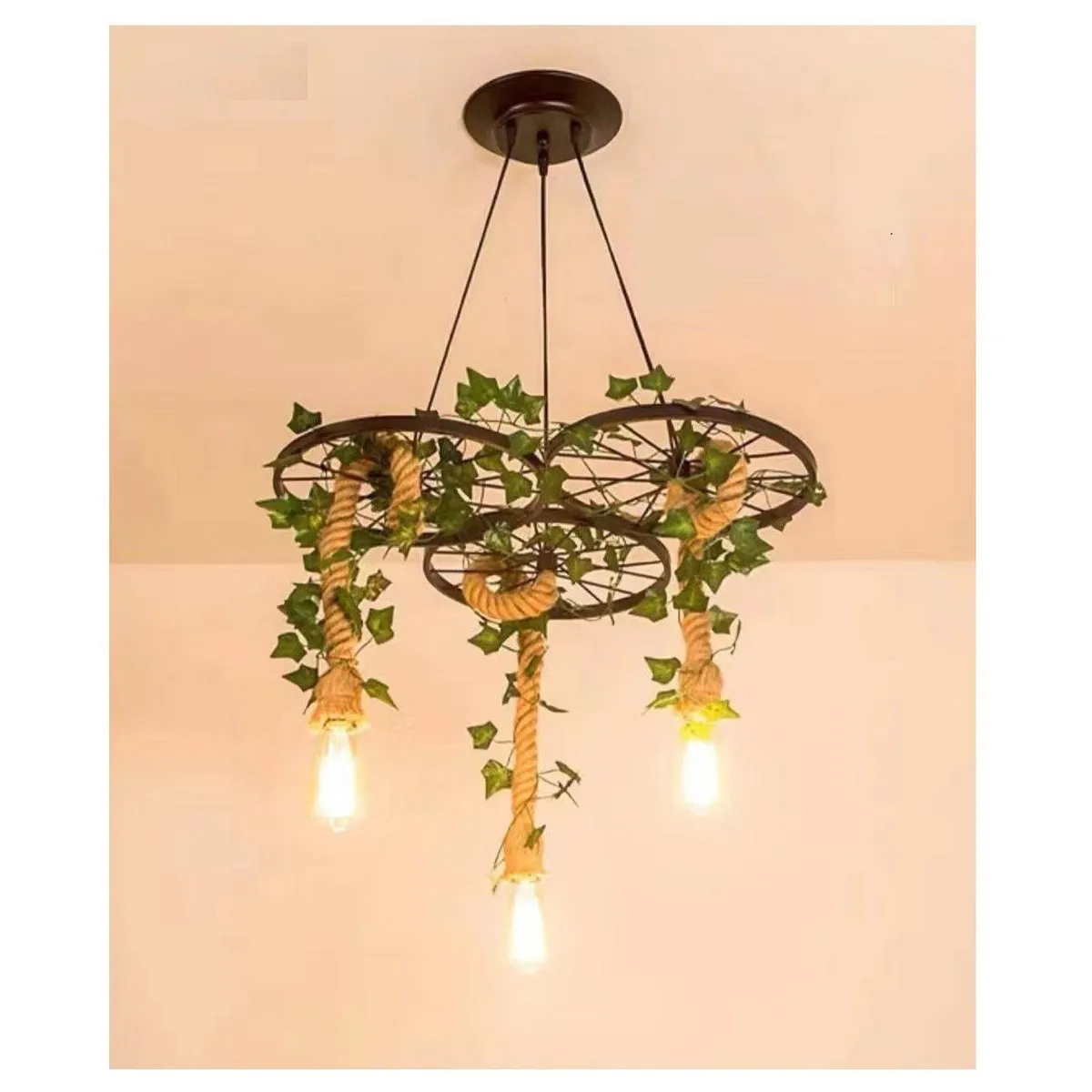 GENERICO - Lámpara colgante de metal con plantas decorativas