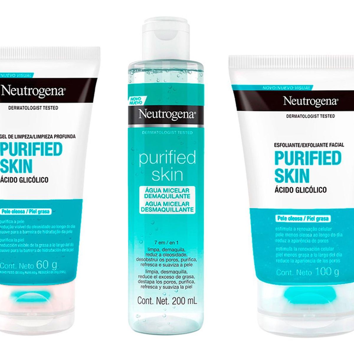 NEUTROGENA - Neutrogena Facial Agua Micelar + Gel + Exfoliante + Neceser