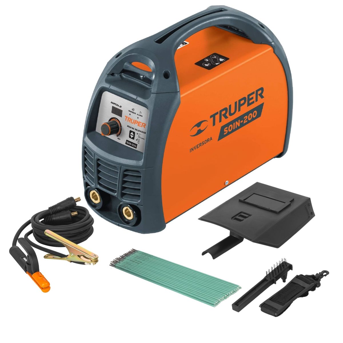 TRUPER - MEGACOMBO MAQUINA SOLDADOR 200A  AMOLADORA ERGOPRO 850W CARETA, GUANTE
