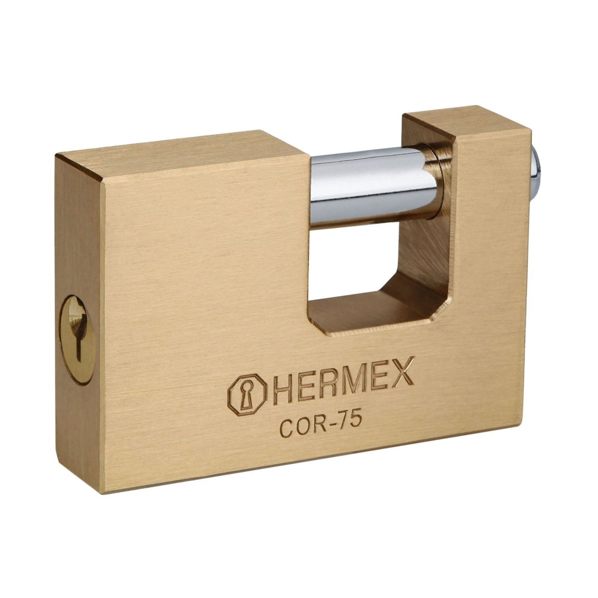 HERMEX - Candado antipalanca 75mm cuerpo de latón llave tradicional