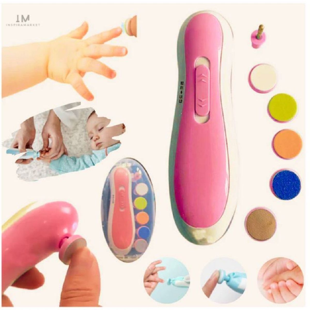 GENERICO - Kit Cortauñas para bebé Manicure Pulidor Uñas Rosado