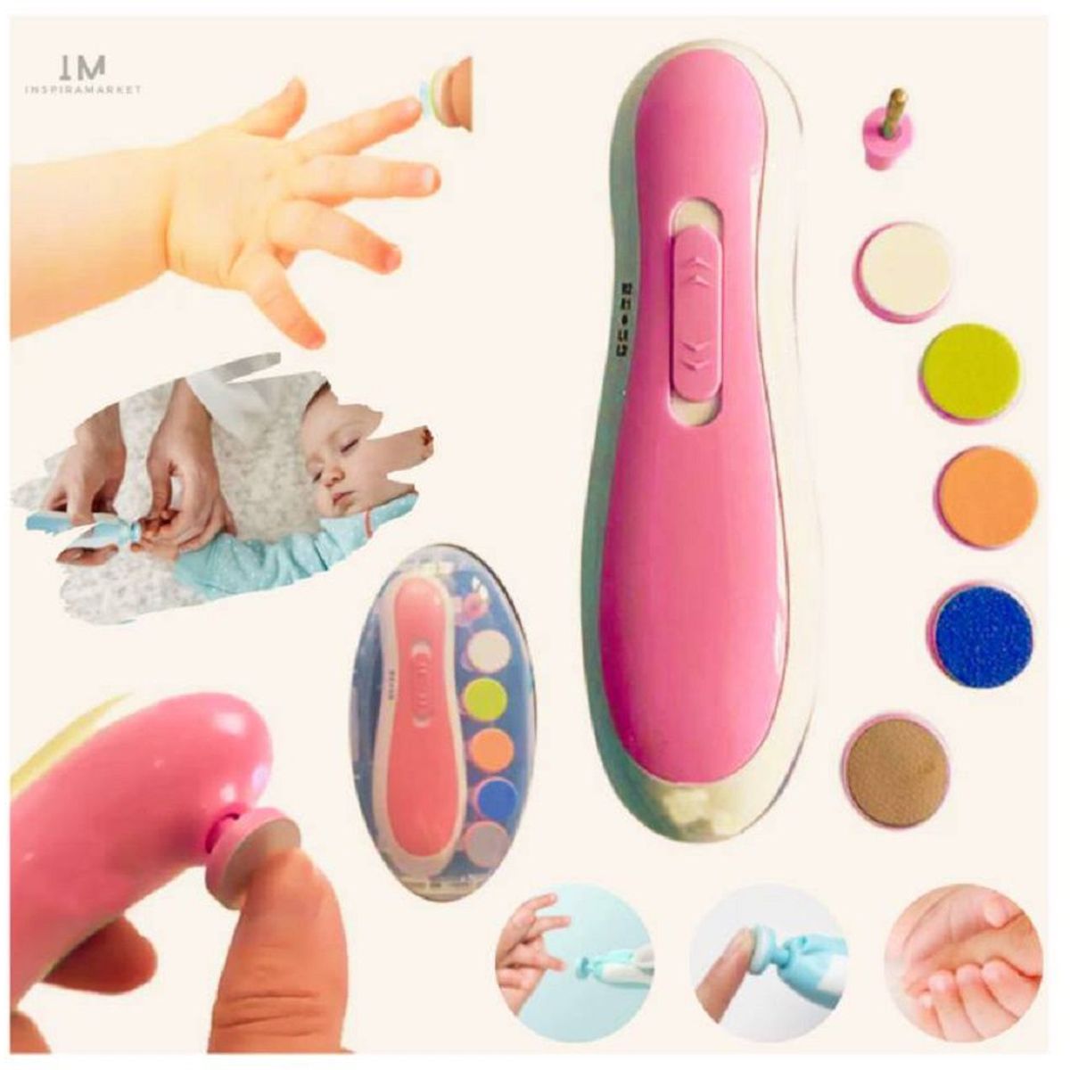 GENERICO - Kit Cortauñas para bebé Manicure Pulidor Uñas Rosado