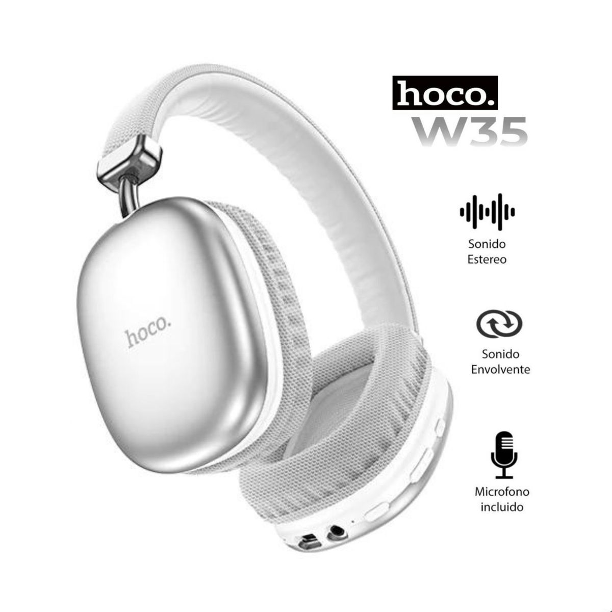 HOCO - Audífonos Bluetooth Inalámbricos Hoco W35 Silver