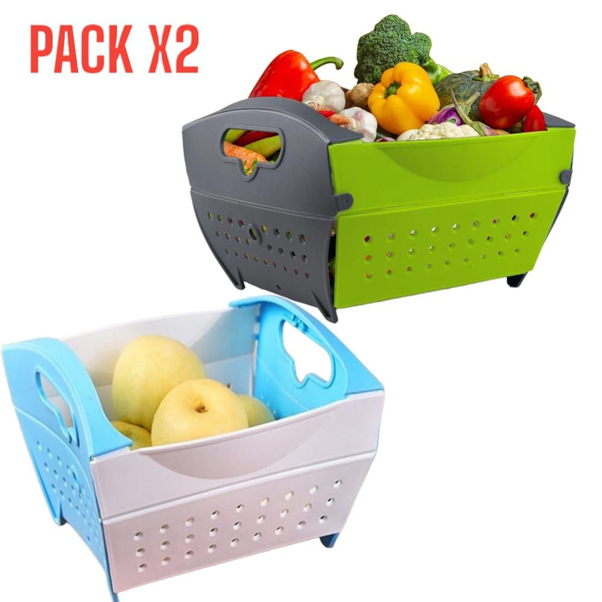 OEM - Pack 2 Cestas Plegables para Frutas y Verduras