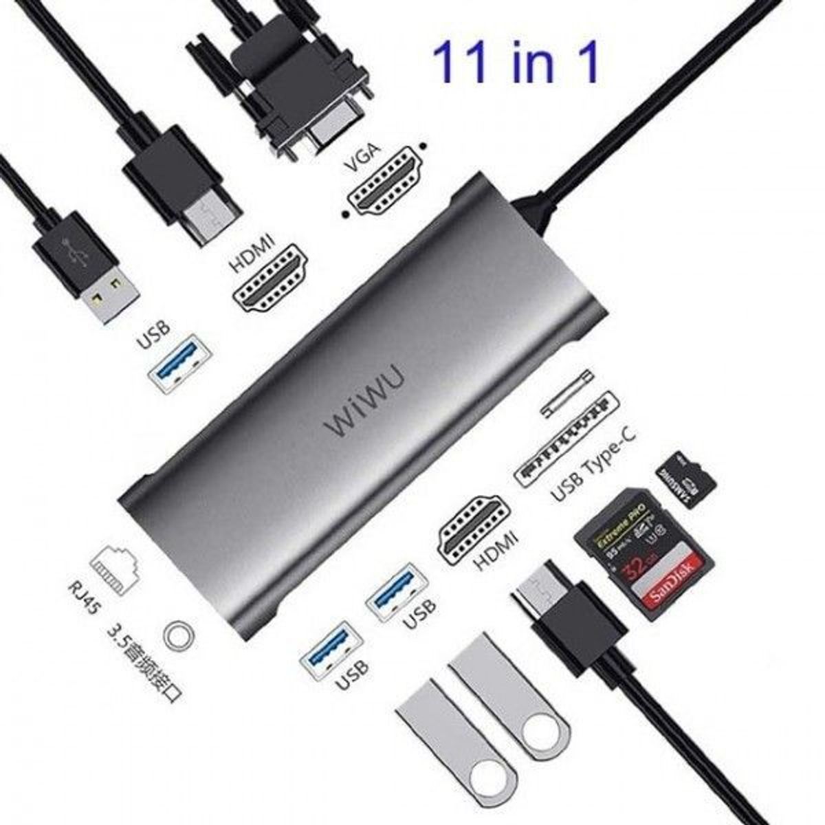 WIWU - WiWU Alpha A11312H Usb C Hub 10-in-1