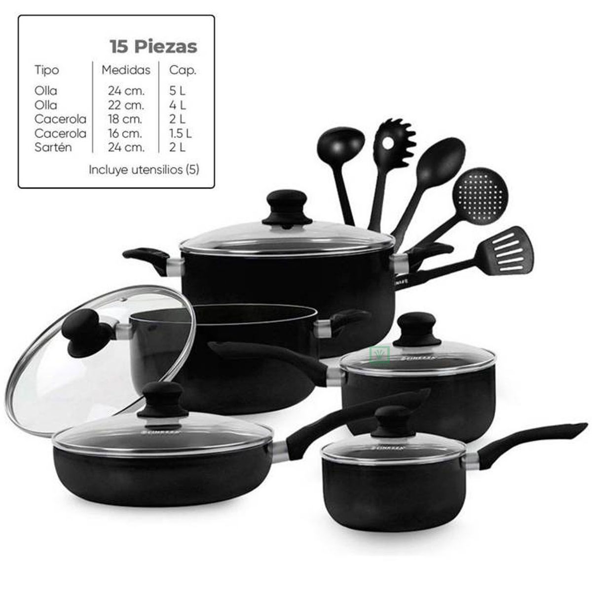 FINEZZA - Set de Ollas Antiadherentes Finezza FZ-1655T Negro