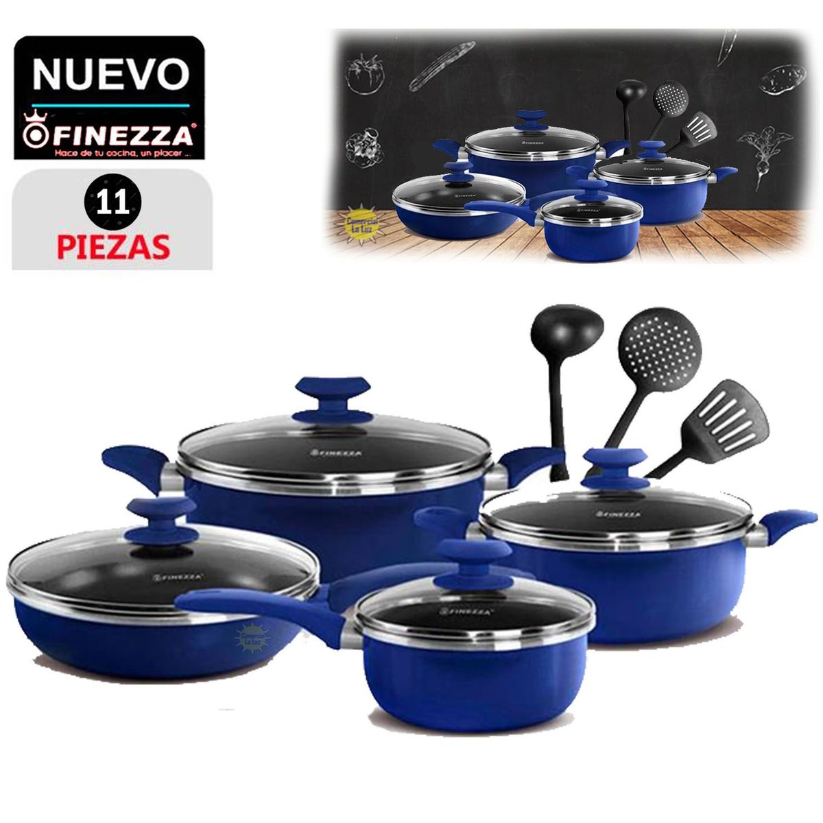 FINEZZA - Set de Ollas 11Pzas Antiadherentes FZ-1625T-2 Azul