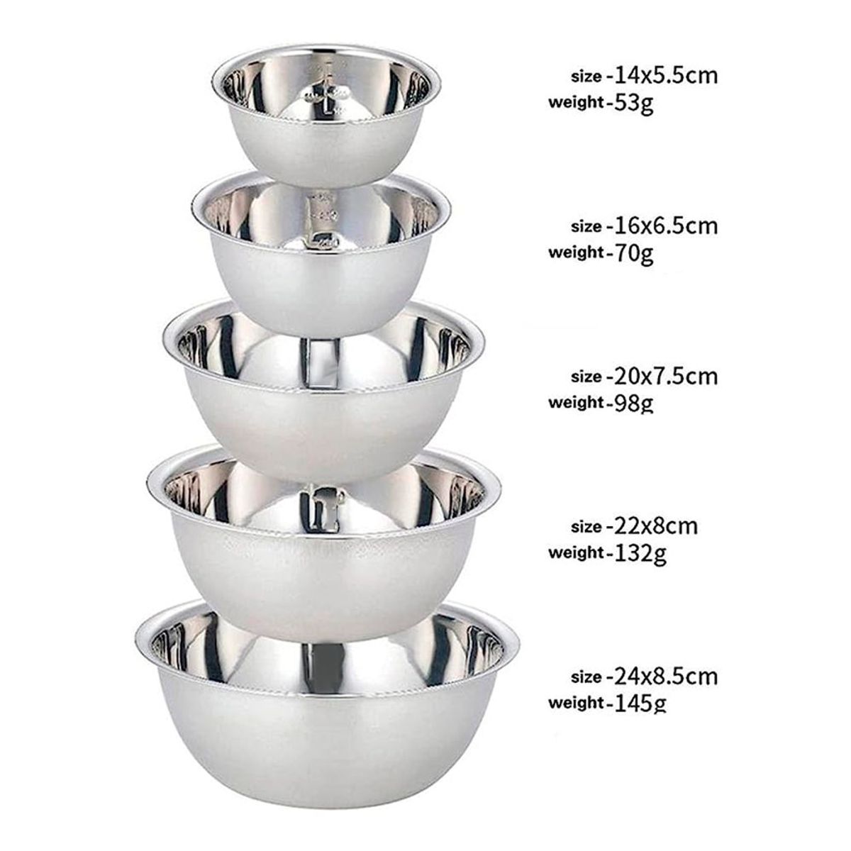 HYGGE - Juego de 5 Bowls de Acero Inoxidable Diferentes Tamaños