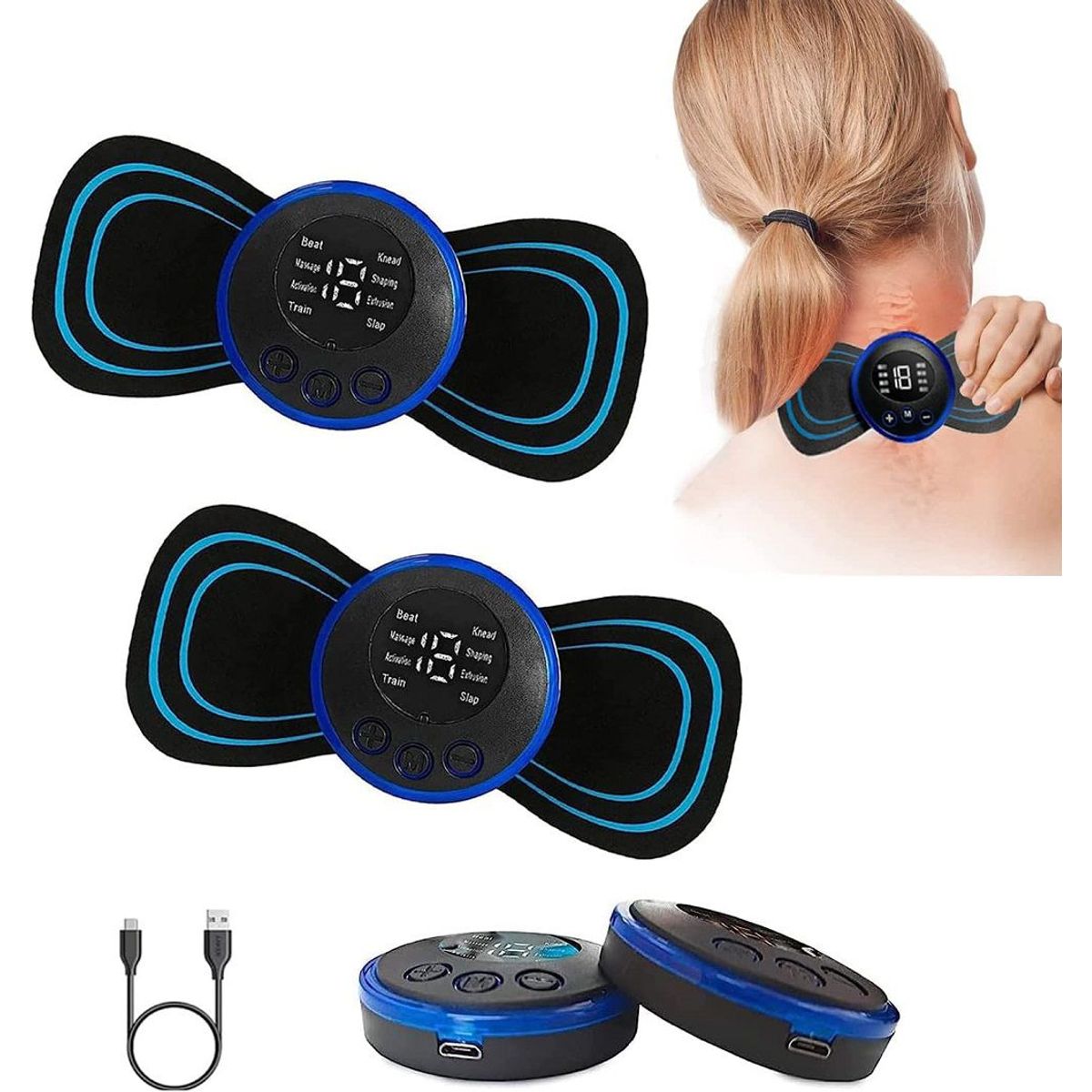 GENERICO - Parche masajeador mariposa eléctrico muscular recargable EMS