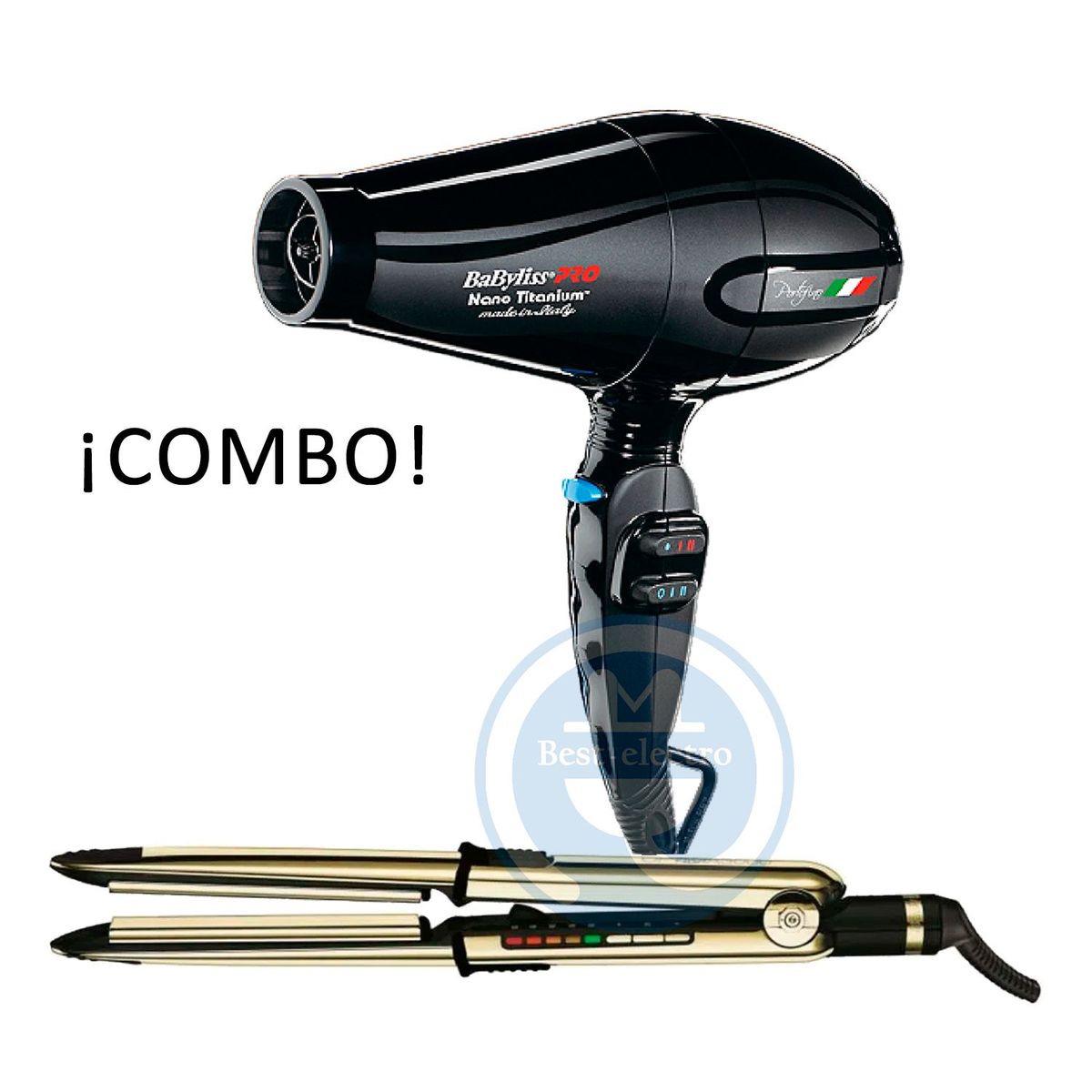 BABYLISS PRO - Combo BabylissPro Alisadora Optima3000 BNTG3000TPE y Secador Portofino