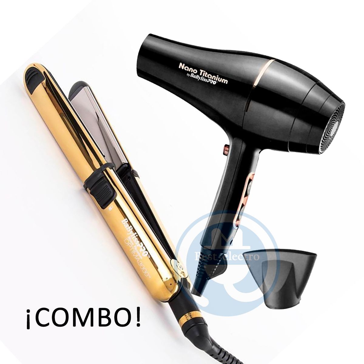 BABYLISS PRO - Combo BabylissPro Alisadora Optima3000 BNTG3000TPE y Secador Rose Gold