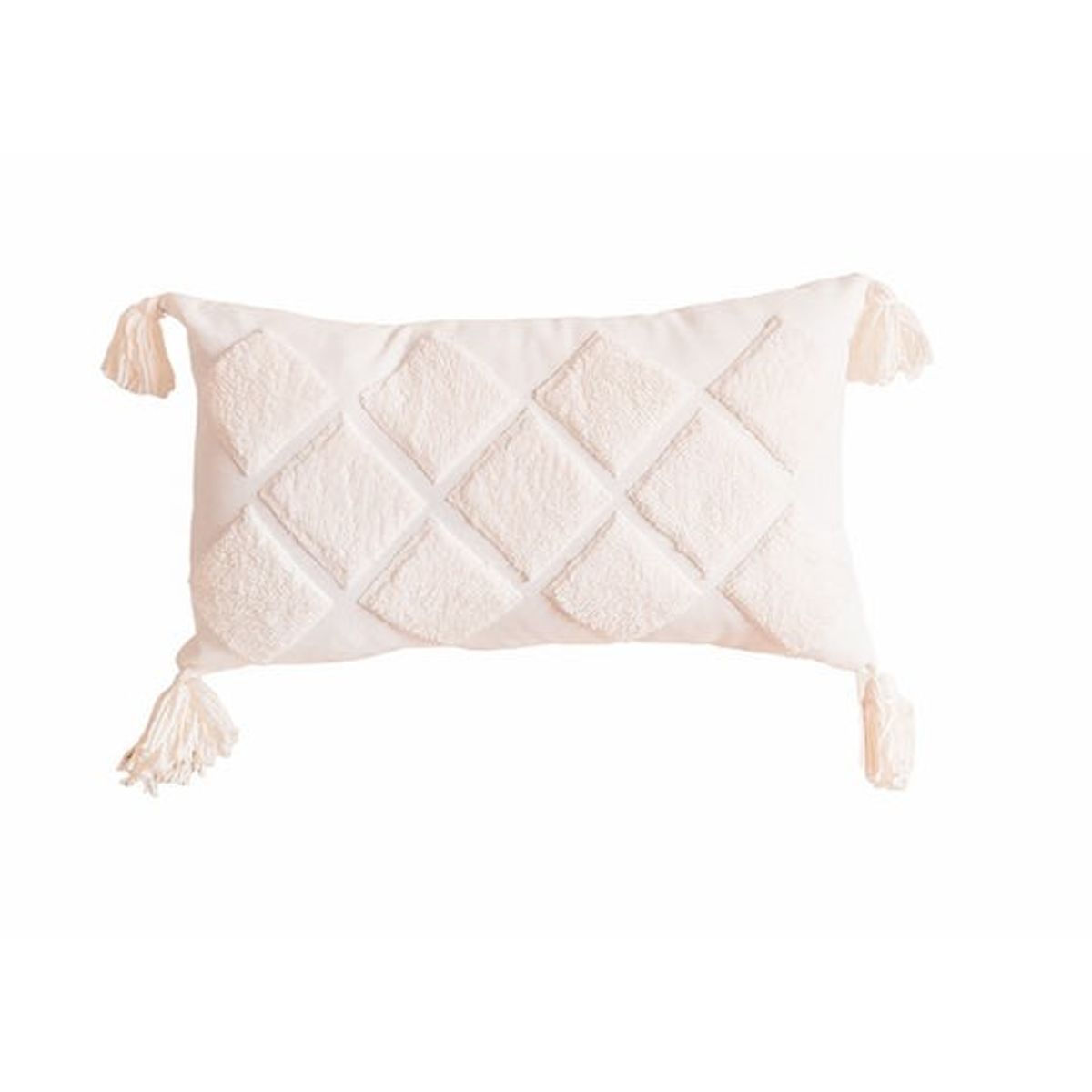 GENERICO - Cojín O Almohada Deco Estilo Nórdico Rombos Borlas 35x55cm