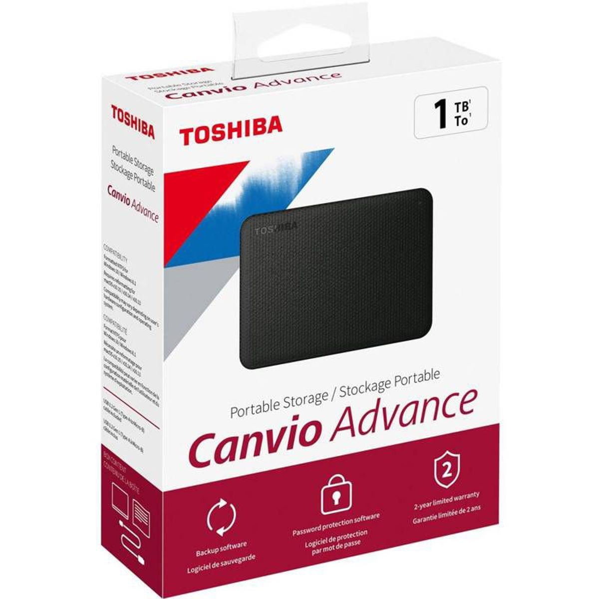 TOSHIBA - Disco Duro Toshiba 1TB Canvio Advance HDTCA10XK3AA USB 3.0