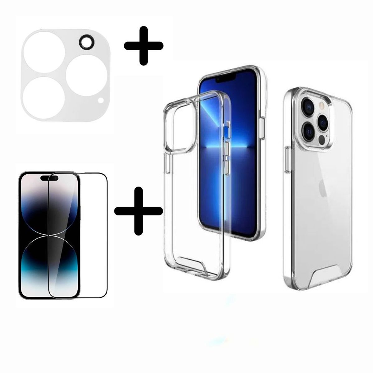 SPACE - Case Space Anticaida iPhone 15 Pro Max + Mica de Camara + PANTALLA.