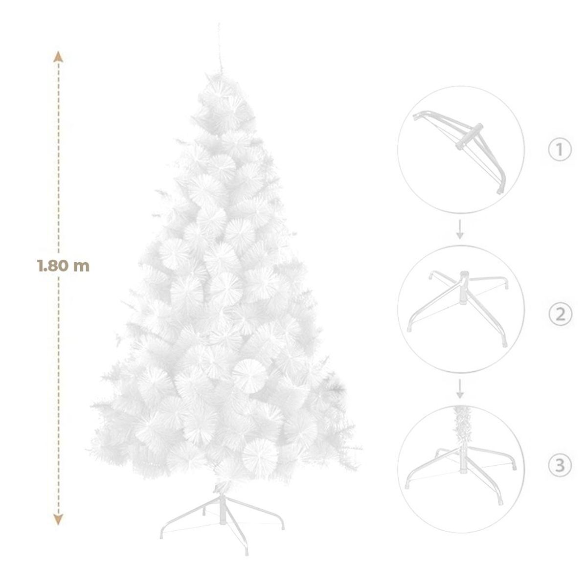 GENERICO - ARBOL DE NAVIDAD PREMIUM BLANCO 1,80 M.