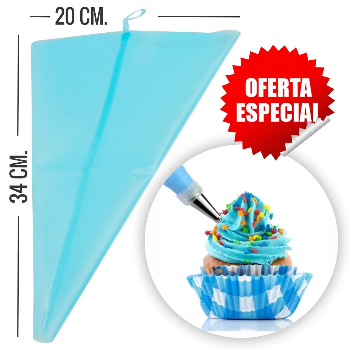 GENERICO - Manga de silicona para Repostería Pack x 12 unid. tamaño Mediano