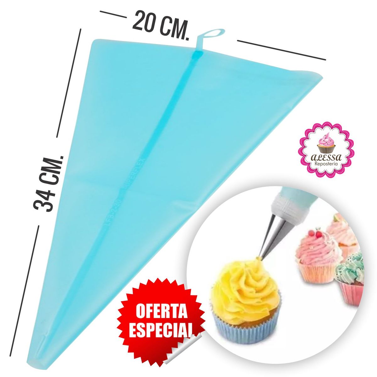 GENERICO - Manga de silicona para Repostería Pack x 12 unid. tamaño Mediano