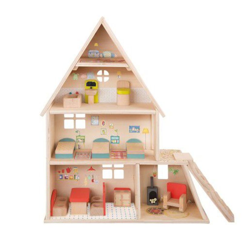 MOULIN ROTY - CASA DE MADERA CON MUEBLES COLECCIÓN LA GRAN FAMILIA