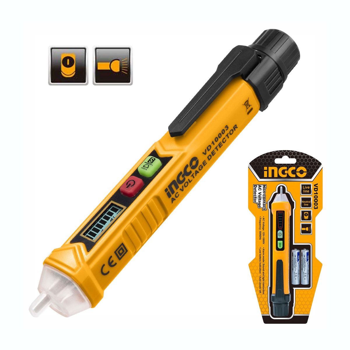INGCO TOOLS - DETECTOR DE VOLTAJE CORRIENTE SIN CONTACTO 12-1000V VD10003