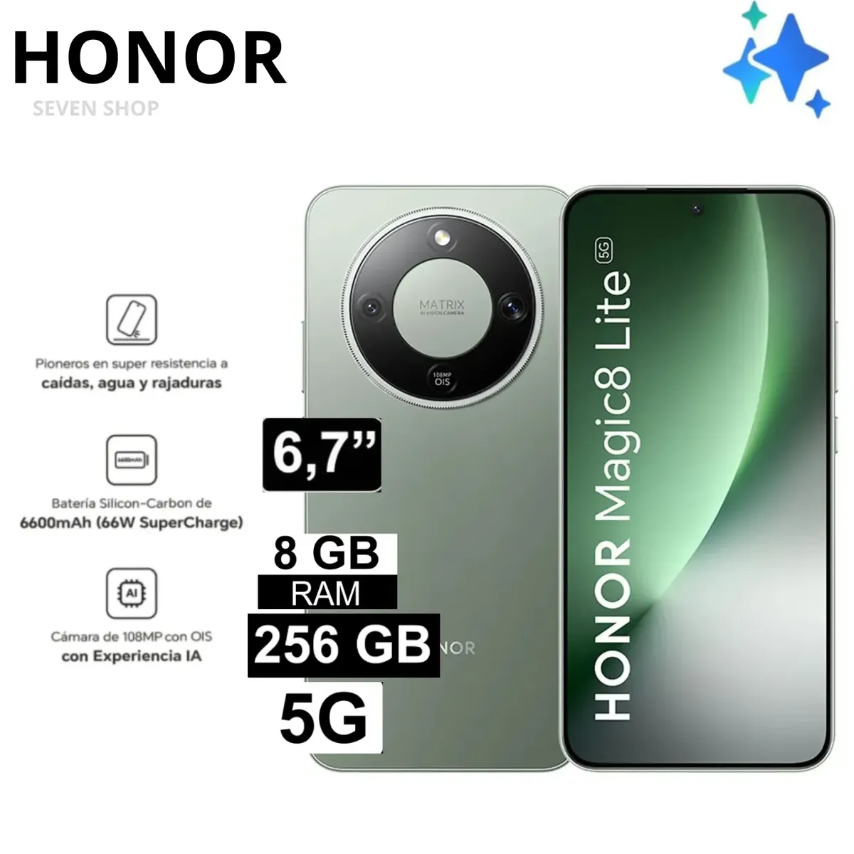 HONOR - NUEVO HONOR MAGIC 8 LITE 5G 8RAM 256GB  - VERDE