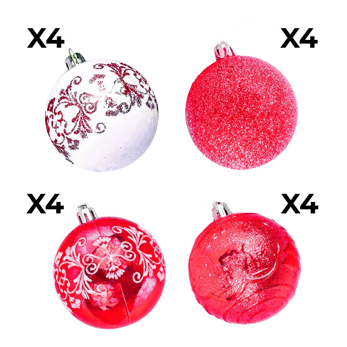 GENERICO - SET DE BOLAS NAVIDEÑAS ROJAS X24 UND - 6 CM - PMGF23059 - R