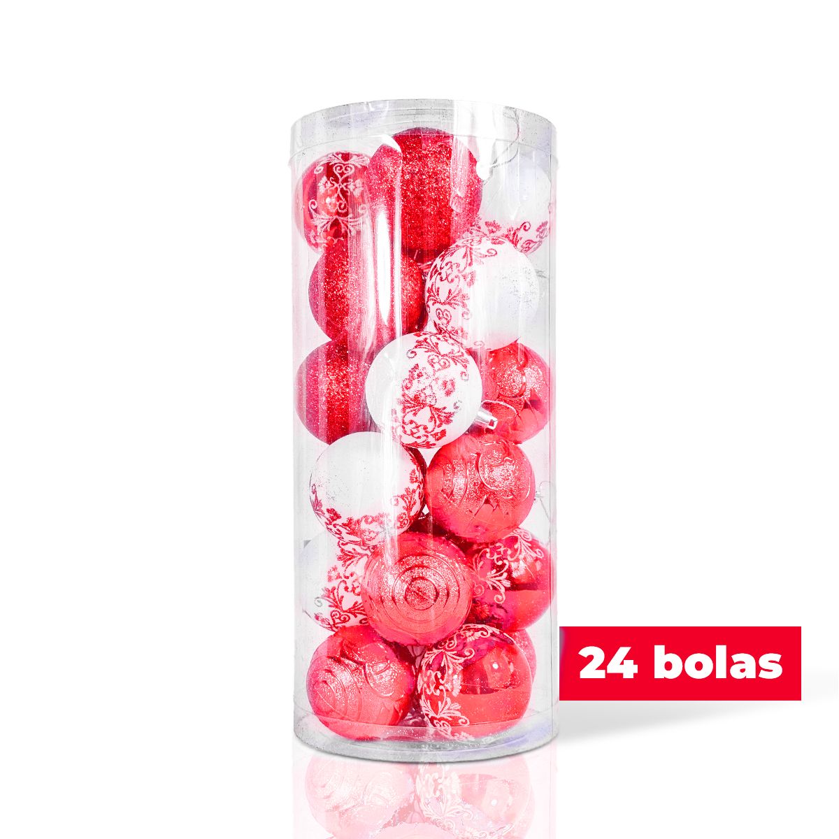 GENERICO - SET DE BOLAS NAVIDEÑAS ROJAS X24 UND - 6 CM - PMGF23059 - R