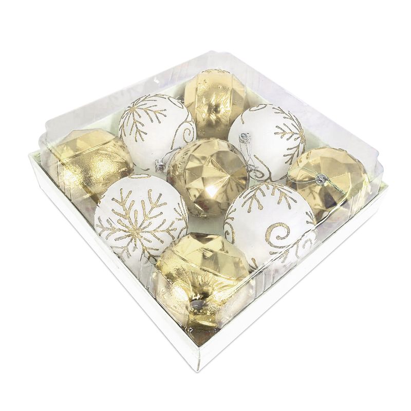 GENERICO - SET DE BOLAS NAVIDEÑAS DORADAS X 9 UND - 8CM