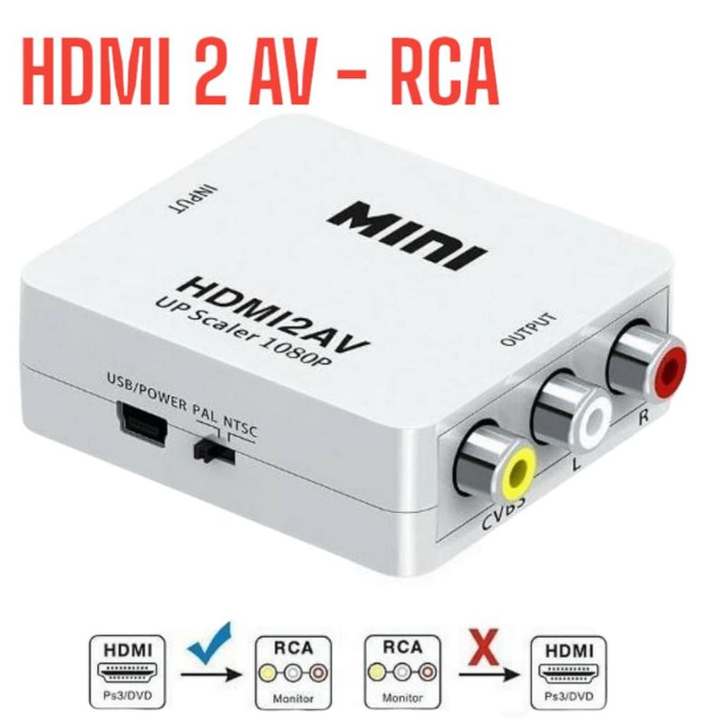 OEM - Adaptador Hdmi A Rca Conversor Convertidor Hdmi2AV Video Pal Ntsc
