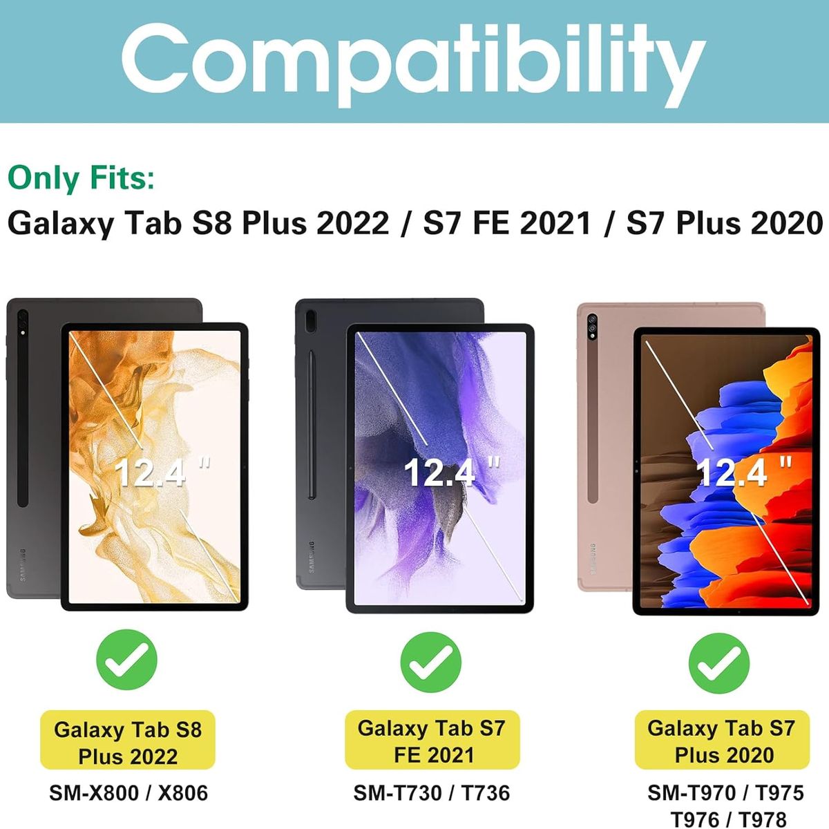 GENERICO - Funda Teclado para Galaxy Tab S7plus S7 Fe S8 Plus 12.4 Bluetooth