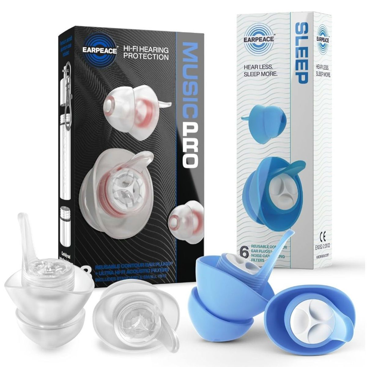 EAR PEACE - Tapones de Oìdo Pack para el Dìa y Noche Antiruido Conciertos y Descanso 20dB-30dB MUSIC PRO + SLEEP
