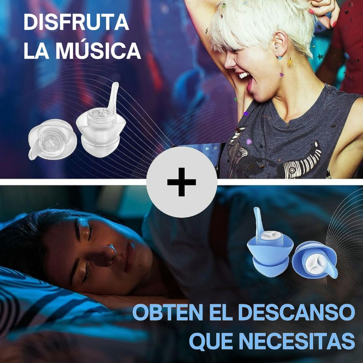 EAR PEACE - Tapones de Oìdo Pack para el Dìa y Noche Antiruido Conciertos y Descanso 20dB-30dB MUSIC PRO + SLEEP