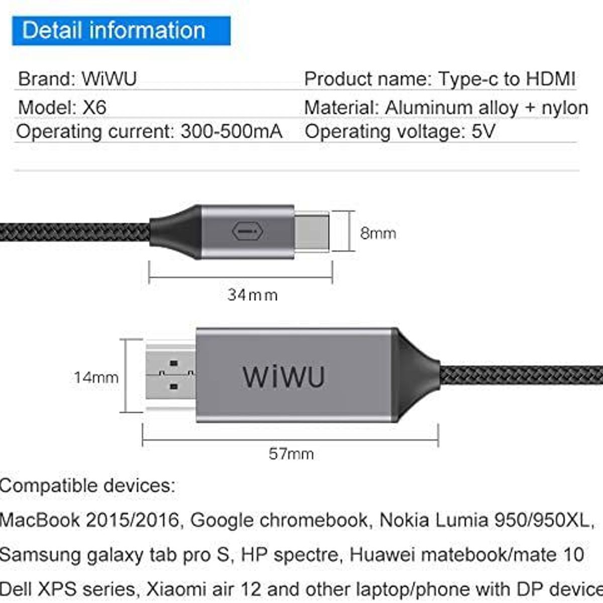 WIWU - Cable Wiwu Tipo C A HDMI 4K