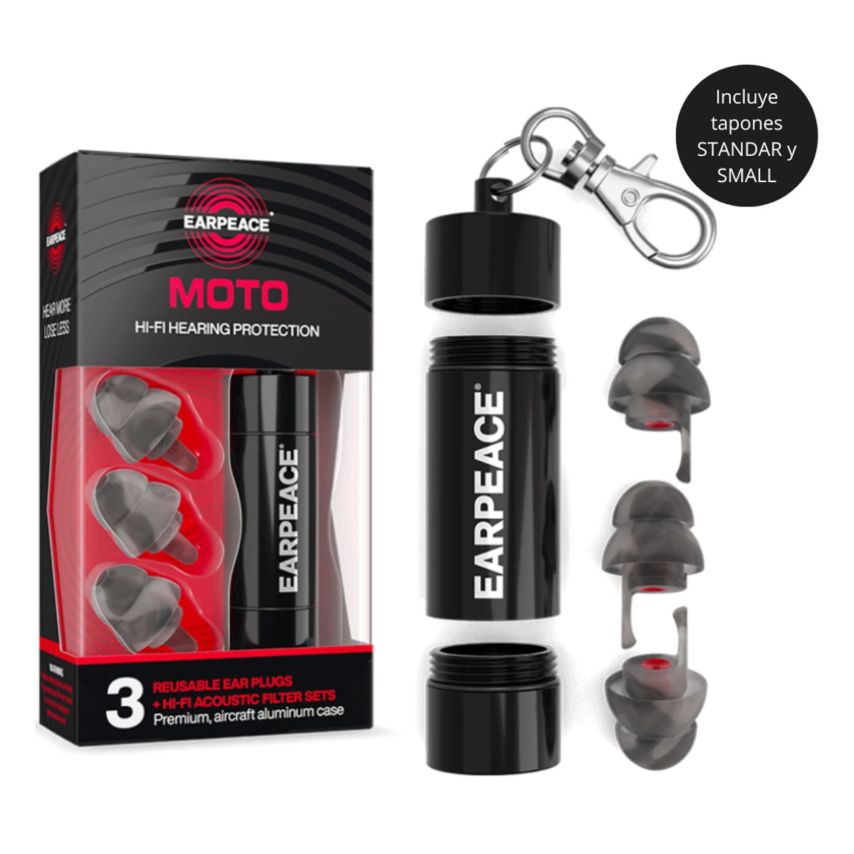 EAR PEACE - Tapones de Oìdo Antiruido con Filtros de Reducción de Ruido de 17dB 20dB y 26dB - EARPEACE MOTO