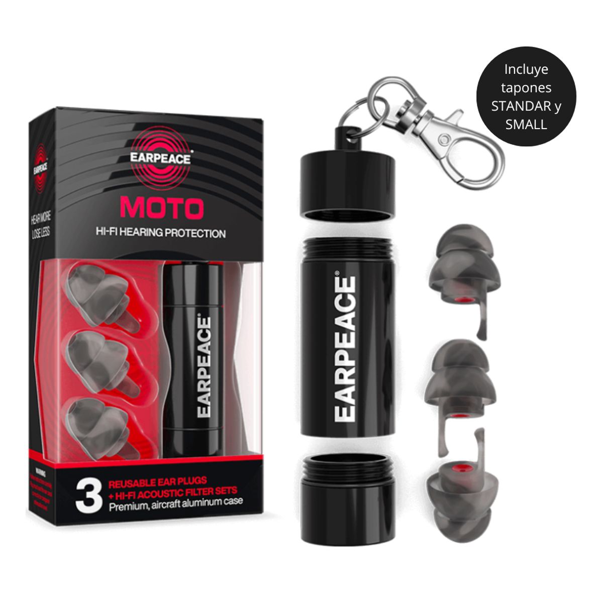 EAR PEACE - Tapones de Oìdo Antiruido con Filtros de Reducción de Ruido de 17dB 20dB y 26dB - EARPEACE MOTO