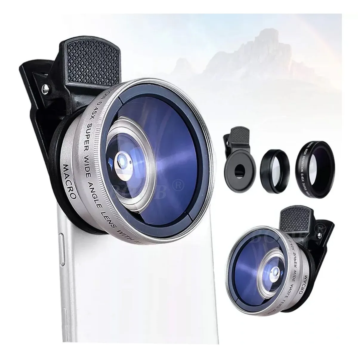 DENISASAA - Lente Ultra Gran Angular 045x Celular  Macro Ojo De Pez Plata