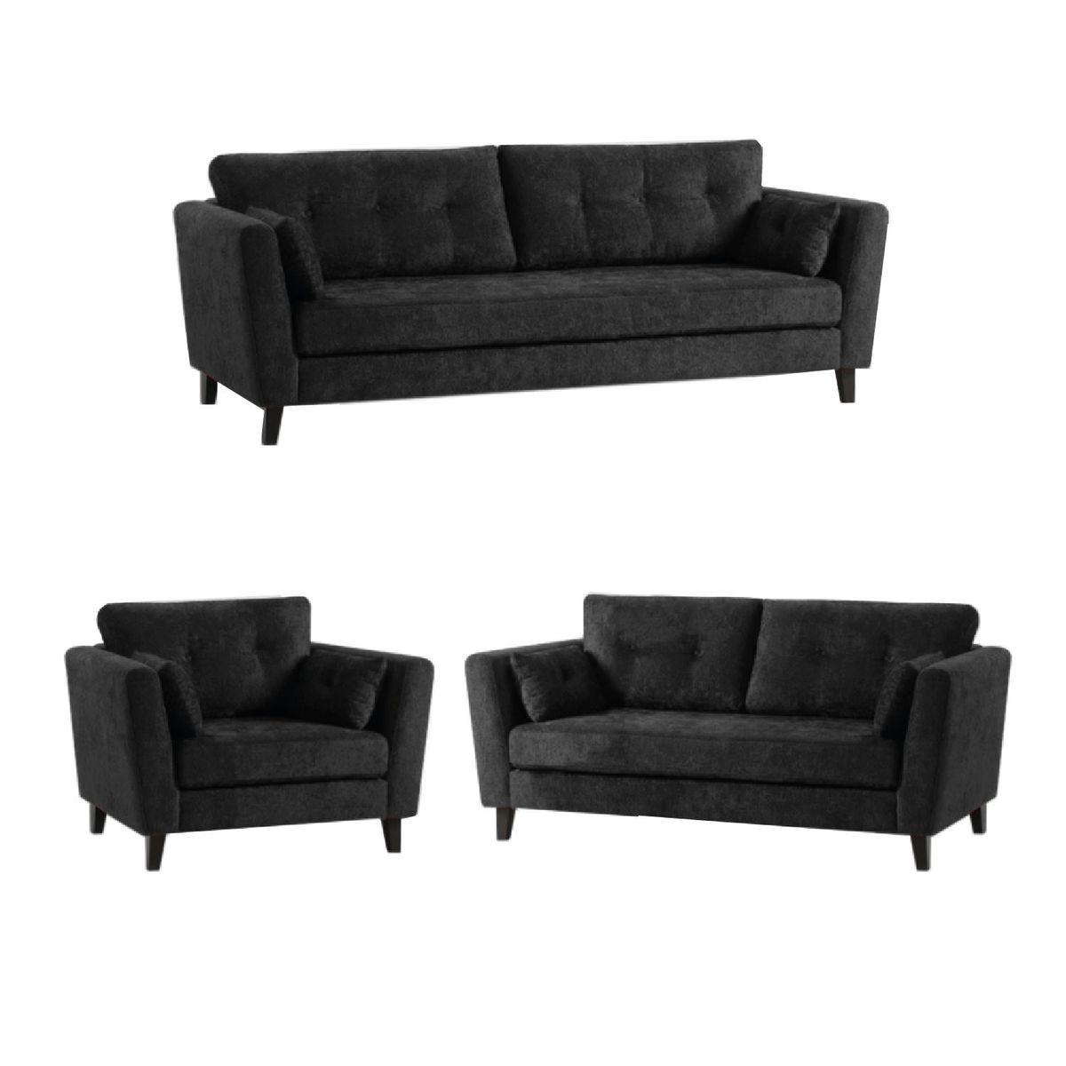 ALTO HOGAR - Juego de Sala 3 2 1 Handry Negro