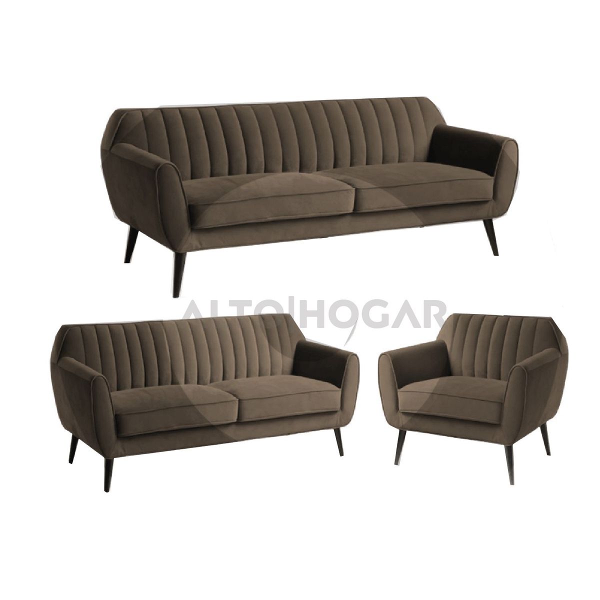 ALTO HOGAR - Juego de Sala 3 2 1 Dehlia Marrón