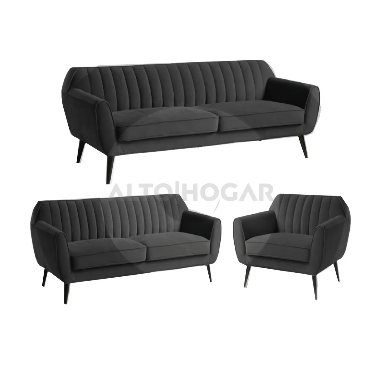 ALTO HOGAR - Juego de Sala 3 2 1 Dehlia Negro