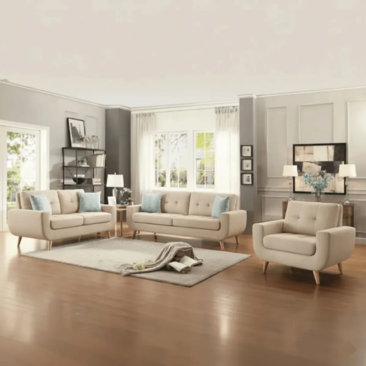 ALTO HOGAR - Juego de Sala 3 2 1 Karime Beige - Tapiz Antifluido