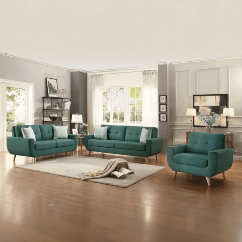 ALTO HOGAR - Juego De Sala Karime 321 Verde + Cojines Decorativos Tapiz Antifluido
