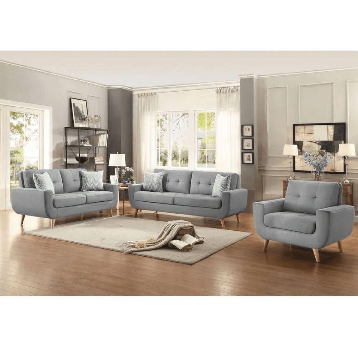 ALTO HOGAR - Juego de Sala 3 2 1 Karime Gris - Tapiz Antifluido