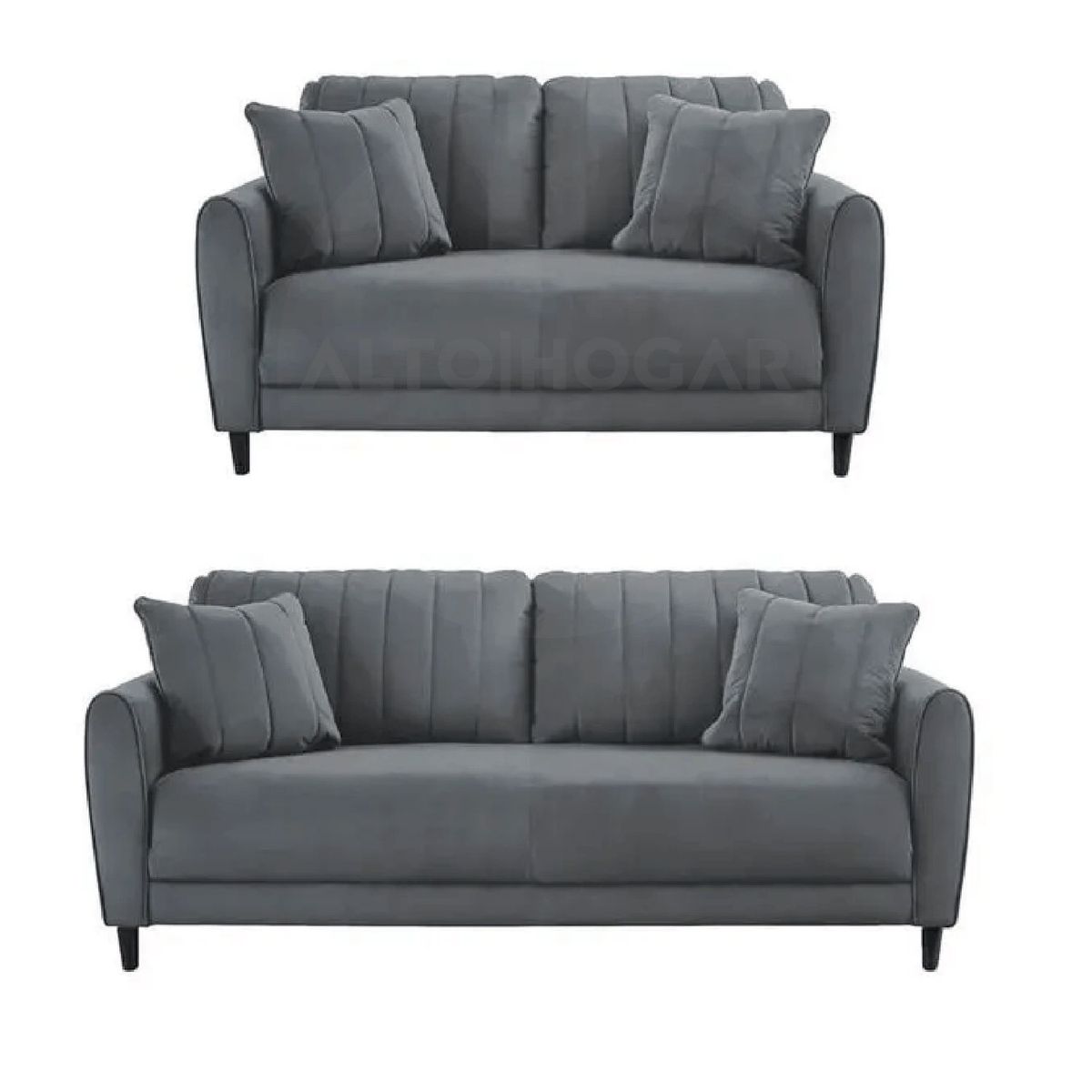 ALTO HOGAR - Juego de Sala 3 2 Venecia Gris Oscuro