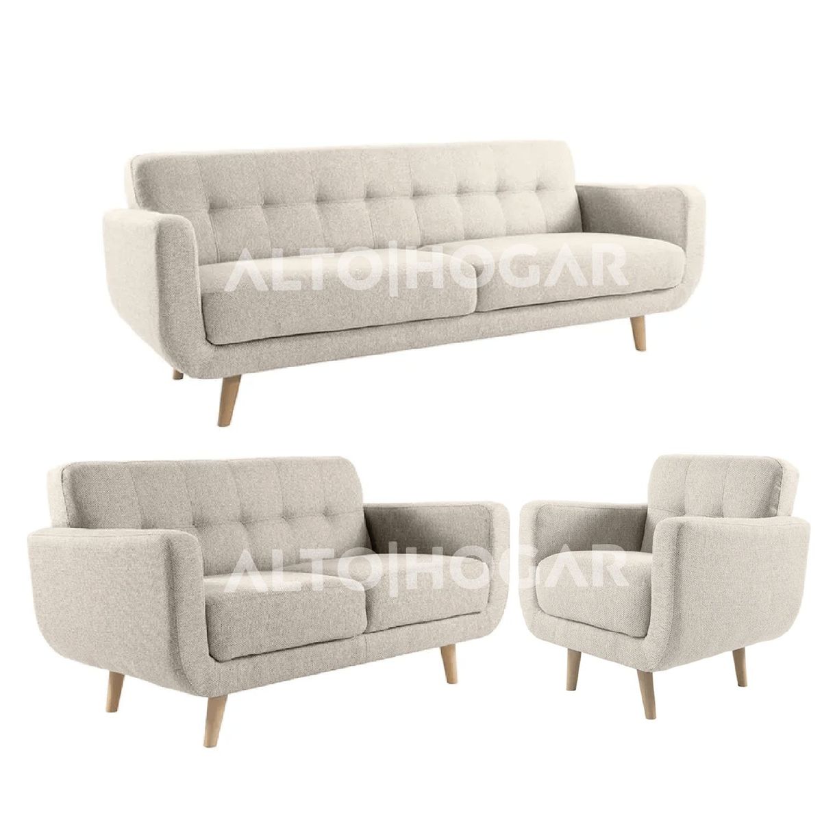 ALTO HOGAR - Juego de Sala 3 2 1 Lindsey Crema