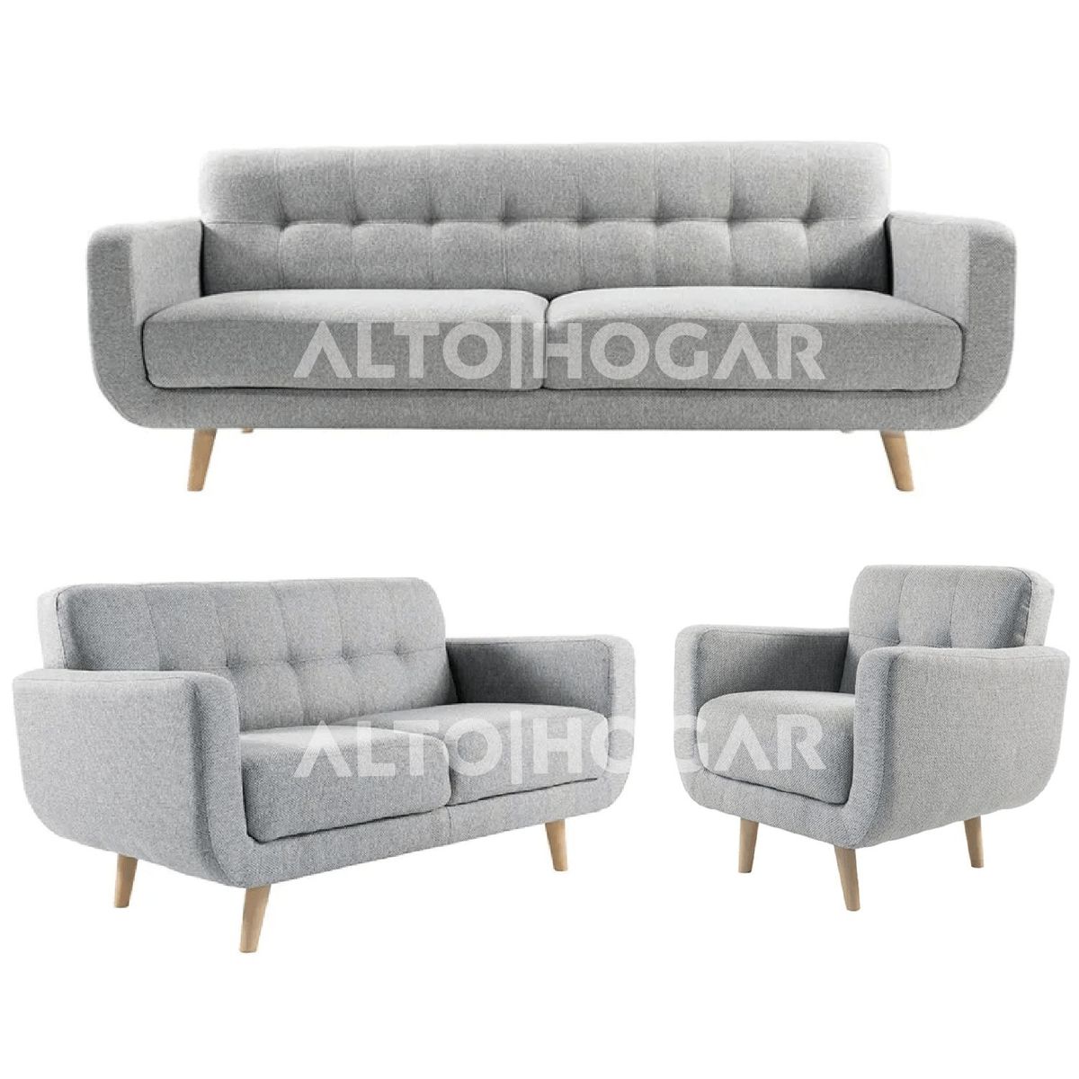 ALTO HOGAR - Juego de Sala 3 2 1 Lindsey Gris