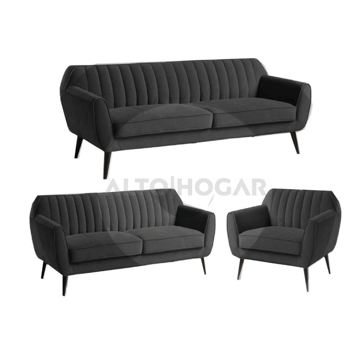 ALTO HOGAR - Juego de Sala 3 2 1 Dehlia Negro