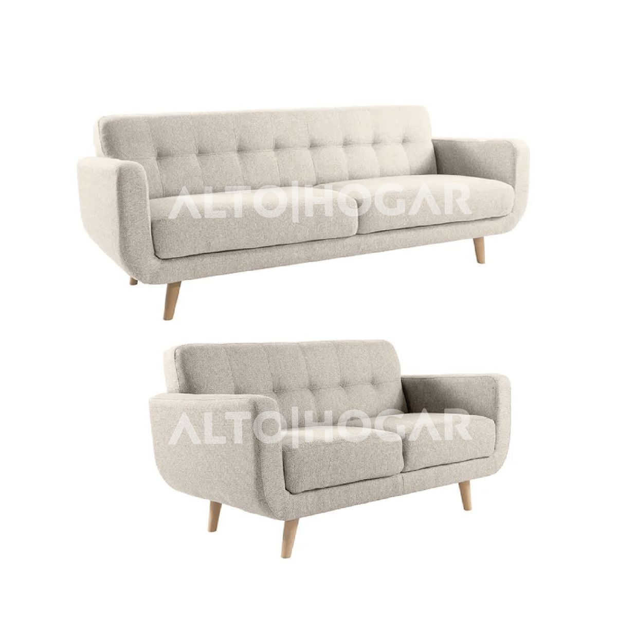 ALTO HOGAR - Juego de Sala 3 2 Lindsey Crema