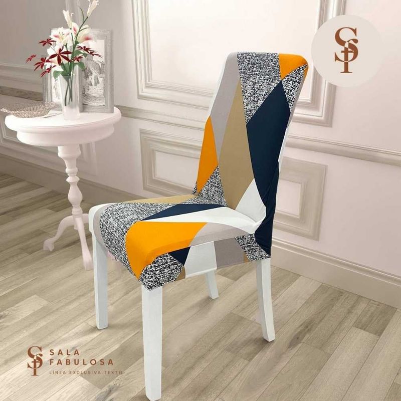 SALA FABULOSA - Funda de silla 8 piezas lycra estampado Tricolor obsesivo Sala Fabulosa