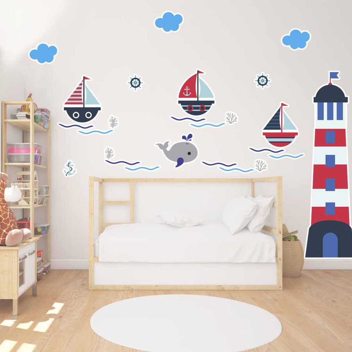 GENERICO - Vinilo Infantil Nautico Mar barcos Faro decoracion Adhesivo para niños
